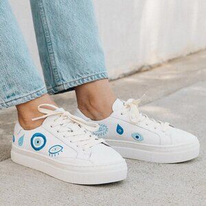 NEW SOLUDOS Leather Ibiza Platform Sneakers white for women 126mn